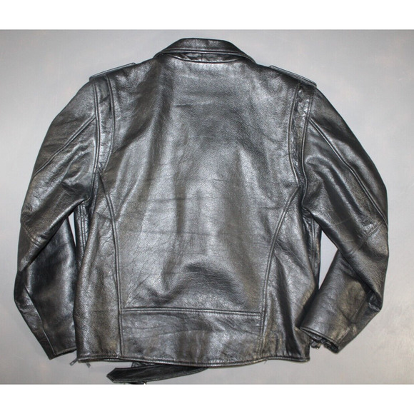 VTG Wilsons Classic Black Leather Motorcycle Moto Biker Punk Jacket Men's Large - Picture 7 of 9